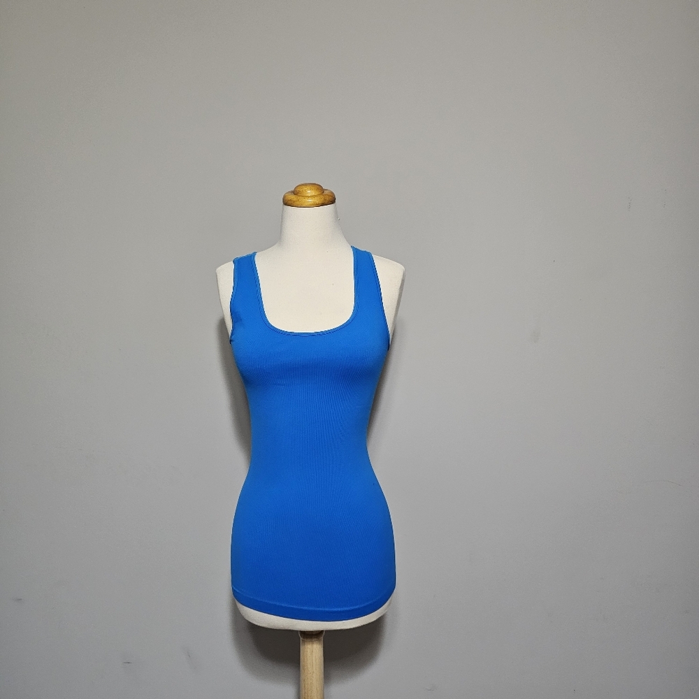 Lip Stick Blue Seamless Ribbed Tank Top One Size